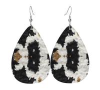 Orecchini Da Donna In Pelle A Forma Di Goccia Decoupage Fur Cowhide Pattern Black Brown & White Eleganti Orecchini Da Donna In Finta Pelle Squisito Ciondolo A Goccia Per Feste Feste