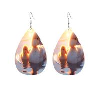 Orecchini Da Donna In Pelle A Forma Di Goccia Ducks Swimming In The Lake Innovativi Orecchini Da Donna Eleganti Ciondolo Con Pendente A Goccia Per Uso Quotidiano Accessori Appuntamenti