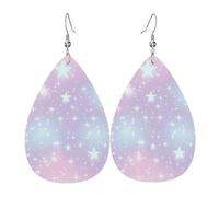 Orecchini Da Donna In Pelle A Forma Di Goccia Glitter Colorful Rainbow Star Lussuoso Orecchini In Pelle Squisito Ciondolo Con Pendente A Goccia Per Uso Quotidiano Accessori Feste