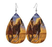 Orecchini Da Donna In Pelle A Forma Di Goccia Horse Running At Sunset Moda Orecchini Da Donna In Finta Pelle Squisito Ciondolo Con Pendente A Goccia Per Feste Appuntamenti Accessori