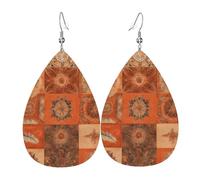 Orecchini Da Donna In Pelle A Forma Di Goccia Rustic Boho Mandala Geometric Patchwork Lussuoso Orecchini In Finta Pelle Eleganti Ciondolo Con Pendente A Goccia Per Feste Accessori Balli