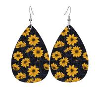 Orecchini Da Donna In Pelle A Forma Di Goccia Wild Sunflower In Yellow And Blue Squisito Orecchini Pendenti Lussuoso Ciondolo A Goccia Per Balli Feste Uso Quotidiano