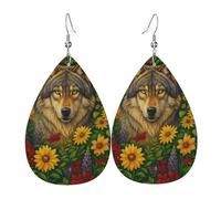 Orecchini Da Donna In Pelle A Forma Di Goccia Wolf In The Flower Meadow Eleganti Orecchini Pendenti Squisito Ciondolo Con Pendente A Goccia Per Feste Matrimoni Accessori