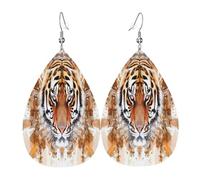 Orecchini da donna in pelle a goccia con tigre africana maestosa e formidabile, orecchini pendenti leggeri in PVC, ganci in argento 925, stampe su entrambi i lati, regalo ipoallergenico