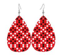 Orecchini da donna in pelle a pois rossi e bianchi, con stampa a goccia, alla moda, leggeri, da indossare tutti i giorni, per feste e appuntamenti, Misura unica, Pelle