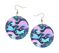 Orecchini da donna in pelle alla moda con sirena, rosa pastello e acquamarina, 1 paio di orecchini leggeri stampati per piercing, idea regalo per donne e ragazze