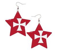 Orecchini da donna in pelle bianca alla moda a forma di stella - Bandiera delle Isole Wallis e Futuna Stampa Gioielli pendenti, Bomboniere, Pendenti a cerchio semplici, One Size, Pelle, Nessuna pietra