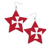 Orecchini da donna in pelle bianca alla moda a forma di stella, con bandiera delle isole Wallis e Futuna, gioielli pendenti leggeri e alla moda, One Size, Pelle, Nessuna pietra preziosa