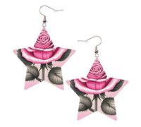 Orecchini da donna in pelle bianca alla moda a forma di stella, con bellissime rose rosa, bomboniere, semplici ciondoli a cerchio, One Size, Pelle, Nessuna pietra preziosa