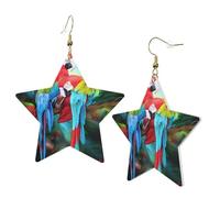 Orecchini da donna in pelle bianca alla moda a forma di stella, con due pappagalli colorati, accessori alla moda leggeri, Misura unica, Pelle