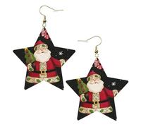 Orecchini da donna in pelle bianca alla moda a forma di stella, con scritta "Merry Christmas", accessorio leggero e alla moda, Misura unica, Pelle