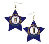 Orecchini da donna in pelle bianca alla moda a forma di stella, con stampa bandiera del Kentucky, leggeri e alla moda, Misura unica, Pelle, Nessuna pietra preziosa