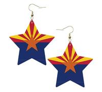 Orecchini da donna in pelle bianca alla moda a forma di stella, con stampa bandiera dell'Arizona, leggeri e alla moda, Misura unica, Pelle, Nessuna pietra preziosa