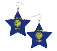 Orecchini da donna in pelle bianca alla moda a forma di stella, con stampa bandiera dell'Oregon, leggeri e alla moda, One Size, Pelle, Nessuna pietra preziosa