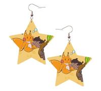 Orecchini da donna in pelle bianca alla moda a forma di stella, con stampa di girasole, semi di scoiattolo, leggeri e alla moda, One Size, Pelle, Nessuna pietra preziosa