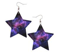 Orecchini da donna in pelle bianca, alla moda, a forma di stella, con stampa di universo, galassia, stella, spazio, gioielli pendenti, accessori leggeri alla moda, Misura unica, Pelle