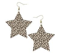Orecchini da donna in pelle bianca alla moda a forma di stella, con stampa leopardata, accessorio alla moda leggero, Misura unica, Pelle