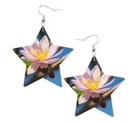 Orecchini da donna in pelle bianca alla moda a forma di stella - Gioielli pendenti leggeri con stampa di fiori di mandorlo, bomboniere e decorazioni, Misura unica, Pelle