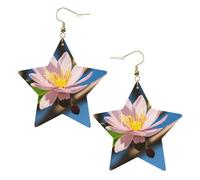 Orecchini da donna in pelle bianca alla moda a forma di stella - Gioielli pendenti leggeri con stampa di fiori di mandorlo, bomboniere e decorazioni, Misura unica, Pelle