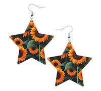 Orecchini da donna in pelle bianca alla moda a forma di stella, leggeri, arancioni, con stampa di girasole, bomboniere e decorazioni, Misura unica, Pelle