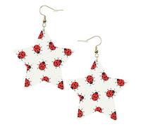 Orecchini da donna in pelle bianca alla moda a forma di stella, leggeri, con motivo maculato infinito, gioielli pendenti, bomboniere e decorazioni, Misura unica, Pelle