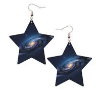 Orecchini da donna in pelle bianca alla moda a forma di stella, leggeri con stampa della galassia della Via Lattea, gioielli pendenti, bomboniere e decorazioni, Misura unica, Pelle