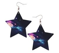 Orecchini da donna in pelle bianca alla moda a forma di stella, leggeri, con stampa di galassia e spazio, gioielli pendenti, bomboniere e decorazioni, Misura unica, Pelle