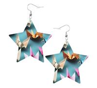 Orecchini da donna in pelle bianca alla moda a forma di stella, leggeri, con stampa di gru origami, gioielli pendenti, bomboniere e decorazioni, Misura unica, Pelle