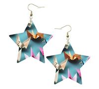Orecchini da donna in pelle bianca alla moda a forma di stella, leggeri, con stampa di gru origami, gioielli pendenti, bomboniere e decorazioni, Misura unica, Pelle