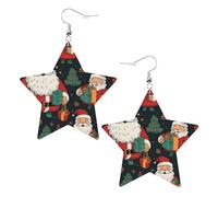 Orecchini da donna in pelle bianca alla moda a forma di stella, leggeri, con stampa Merry Christmas, bomboniere e decorazioni, Misura unica, Pelle
