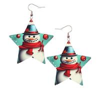 Orecchini da donna in pelle bianca alla moda a forma di stella, leggeri, con stampa Merry Christmas Day, bomboniere e decorazioni, Misura unica, Pelle