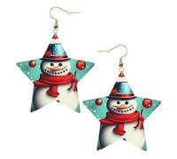 Orecchini da donna in pelle bianca alla moda a forma di stella, leggeri, con stampa Merry Christmas Day, bomboniere e decorazioni, Misura unica, Pelle