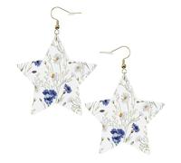 Orecchini da donna in pelle bianca alla moda a forma di stella, leggeri, fiori e fiordalisi, margherite stampate, bomboniere e decorazioni, Misura unica, Pelle