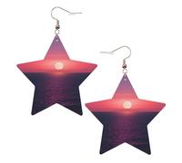 Orecchini da donna in pelle bianca alla moda a forma di stella, leggeri, luminosi e luminosi, con stampa hippie, gioielli pendenti, bomboniere e decorazioni, Misura unica, Pelle