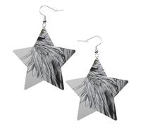 Orecchini da donna in pelle bianca alla moda a forma di stella - Schizzo di un'aquila stampa gioielli pendenti, bomboniere, semplici ciondoli a cerchio, One Size, Pelle, Nessuna pietra preziosa