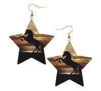 Orecchini da donna in pelle bianca alla moda a forma di stella - The Sunset Stallion (1) gioielli pendenti con stampa, leggeri pendenti a cerchio alla moda, Misura unica, Pelle
