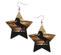 Orecchini da donna in pelle bianca alla moda a forma di stella - The Sunset Stallion (1) gioielli pendenti con stampa, leggeri pendenti a cerchio alla moda, Misura unica, Pelle