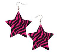 Orecchini da donna in pelle bianca alla moda a forma di stella, zebra, tigre, leopardo, rosa, gioielli pendenti, accessori leggeri alla moda, Misura unica, Pelle