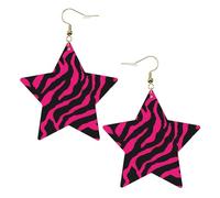 Orecchini da donna in pelle bianca alla moda a forma di stella, zebra, tigre, leopardo, rosa, gioielli pendenti, leggeri e alla moda, Misura unica, Pelle