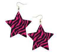 Orecchini da donna in pelle bianca alla moda a forma di stella, zebra, tigre, leopardo, rosa, gioielli pendenti, accessori leggeri alla moda, Misura unica, Pelle