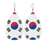 Orecchini da donna in pelle con bandiera della Repubblica di Corea stampata, adatti per l'uso quotidiano, feste, appuntamenti e altre occasioni