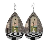 Orecchini da donna in pelle con motivo a fungo e lanterna, adatti per l'uso quotidiano, feste e appuntamenti