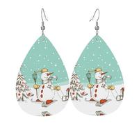Orecchini da donna in pelle con motivo albero di Natale, adatti per l'uso quotidiano, feste e appuntamenti