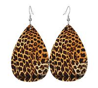 Orecchini da donna in pelle con pendenti a goccia stampati a righe su leopardi, versatili ed eleganti da indossare tutti i giorni