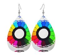 Orecchini da donna in pelle con stampa a cerchi, a forma di pastello colorato, gioielli pendenti a goccia, accessorio leggero con glitter, taglia unica, in pelle, senza gemme, taglia unica, in pelle