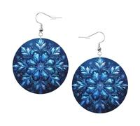 Orecchini da donna in pelle con stampa a fiocco di neve blu, orecchini pendenti e a cerchio, perfetti per feste in costume, accessori per ragazze, Misura unica, Pelle