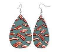 Orecchini da donna in pelle con stampa a forma di bacon, orecchini pendenti a goccia, accessori per abiti