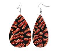 Orecchini da donna in pelle con stampa a forma di bacon, orecchini pendenti a goccia, gioielli accessori