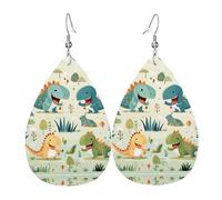 Orecchini da donna in pelle con stampa a forma di dinosauro, semplice ciondolo a forma di goccia, elegante regalo per le vacanze