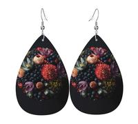 Orecchini da donna in pelle con stampa a grappolo di fiori, semplice ciondolo a forma di goccia, elegante regalo per le vacanze